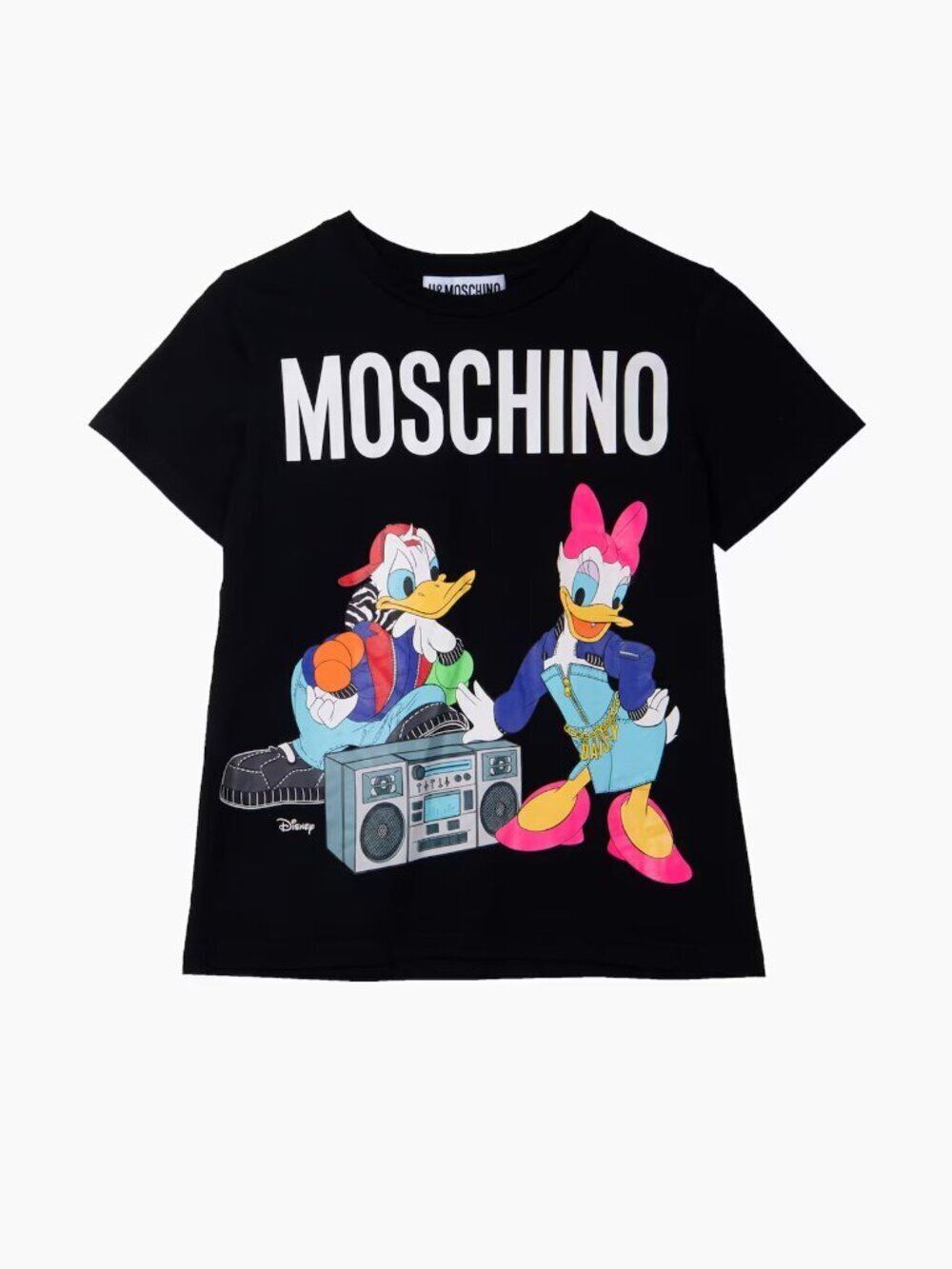 H&M x MOSCHINO x Disney Black Cotton Donald & Daisy Duck T-Shirt, Size S